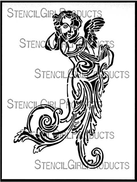 480x640 Fractured Cherub Stencil Kate Thompson Stencilgirl Products - Cherub Line Drawing