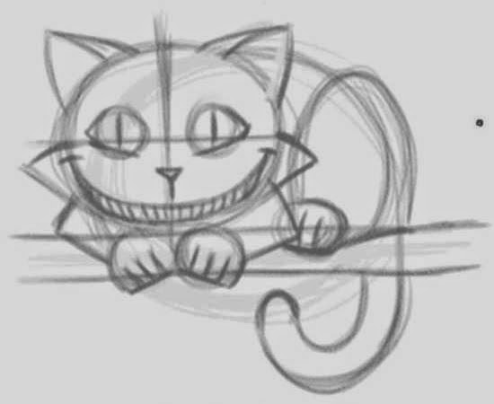 550x450 how to draw the cheshire cat easily - Cheshire Cat Drawing