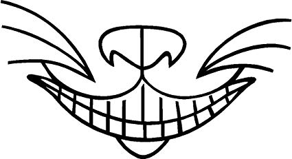 425x231 cheshire cat smile decal wall stickers removable vinyl, black - Cheshire Cat Smile Drawing