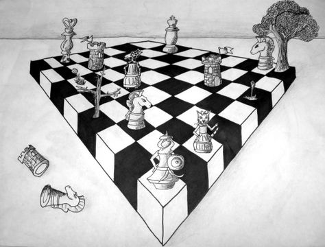 474x360 Two Point Perspective Example Art Point Perspective Drawing - Chess Board Drawing