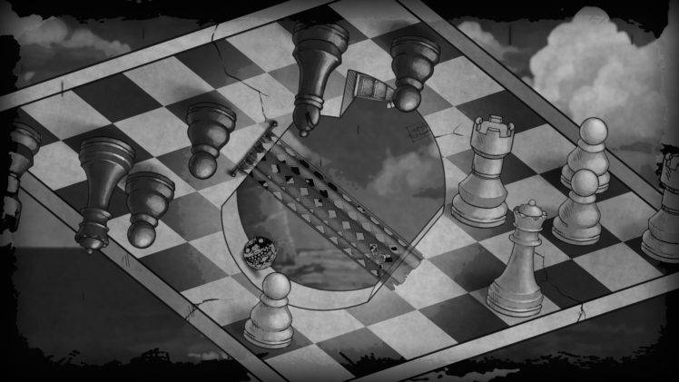 748x421 Optical Illusion, Monochrome, Chess, Board Games, Pawns, Curtains - Chess Board Drawing
