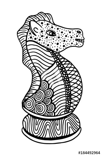 327x500 Hand Drawing Doodle Sketch Chess Knight Vector Illustration Art - Chess Knight Drawing