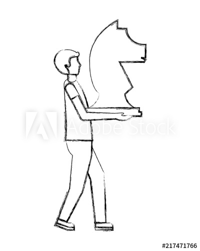 400x500 Business Man Holding Piece Chess Knight Vector Illustration Hand - Chess Knight Drawing