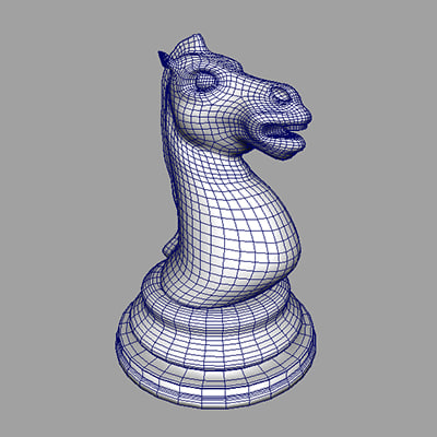 400x400 Knight Piece Chess Obj - Chess Knight Drawing