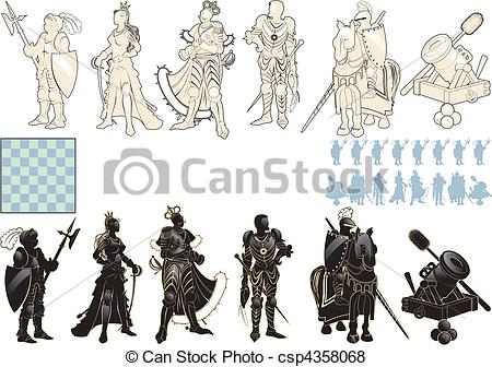 450x336 beautiful chess pieces made in the form of silhouettes of armed - Chess Pieces Drawing