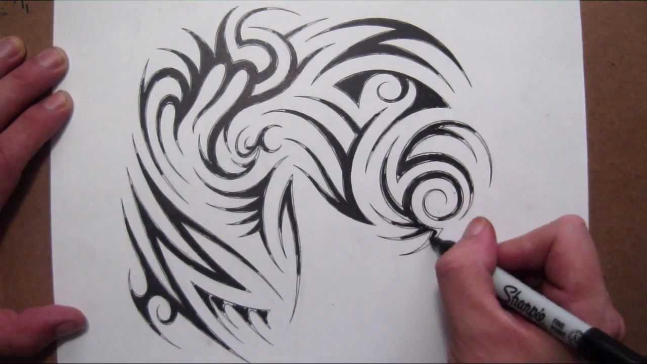 1280x720 Drawing A Tribal Half Sleeve And Chest Piece Tattoo Design - Chest Of Drawings