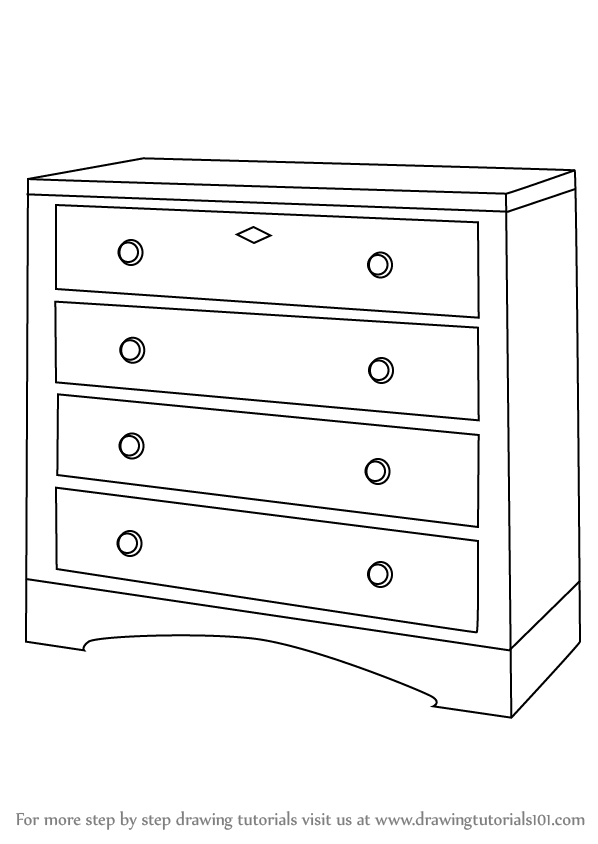 598x844 learn how to draw a chest of drawers - Chest Of Drawings