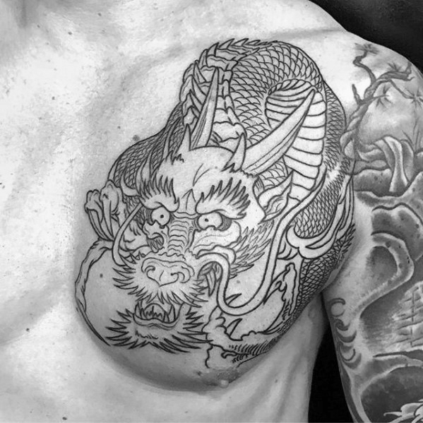 599x599 Dragon Chest Tattoo Designs For Men - Chest Tattoo Drawings