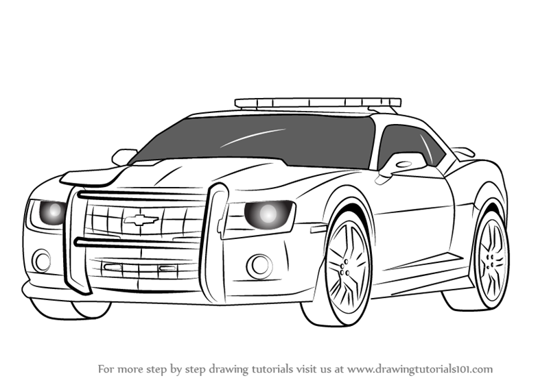800x565 learn how to draw chevrolet camaro cop car - Chevrolet Camaro Drawing