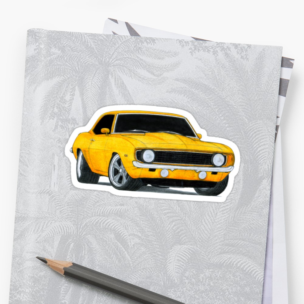 1000x1000 chevrolet camaro ss drawing sticker - Chevrolet Camaro Drawing