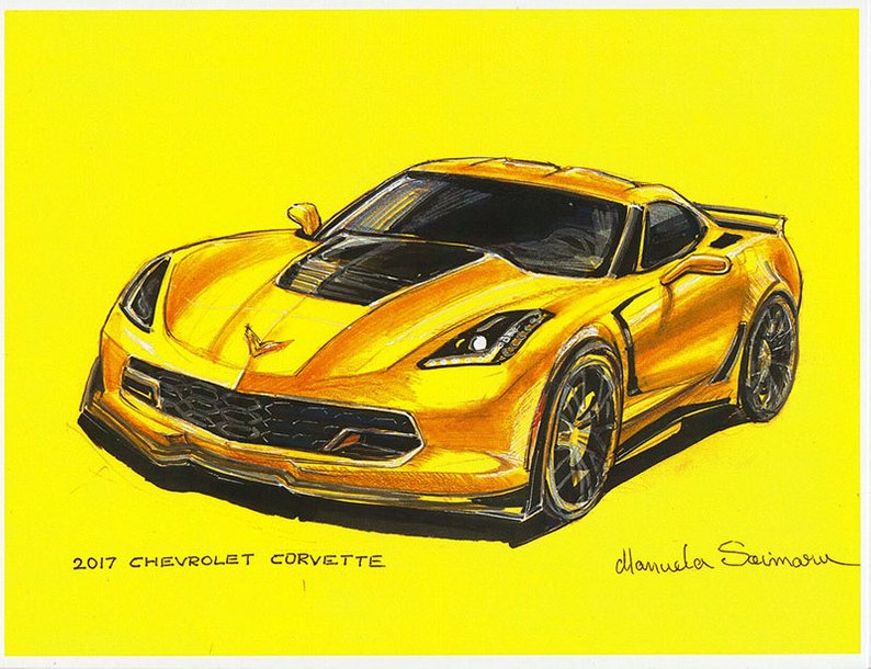 794x610 chevrolet corvette drawing muscle car illustration print car etsy - Chevrolet Corvette Drawing