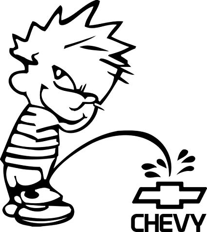 425x475 Calvin Peeing On Chevy Bowtie And Text Everything Else - Chevy Bowtie Drawing