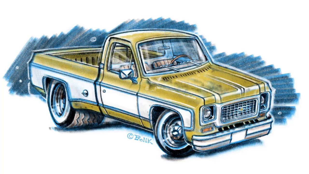 1280x720 Drawing A Pickup Truck - Chevy C10 Drawing