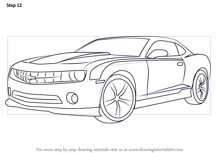 844x598 Learn How To Draw A Chevrolet Camaro - Chevy Camaro Drawing