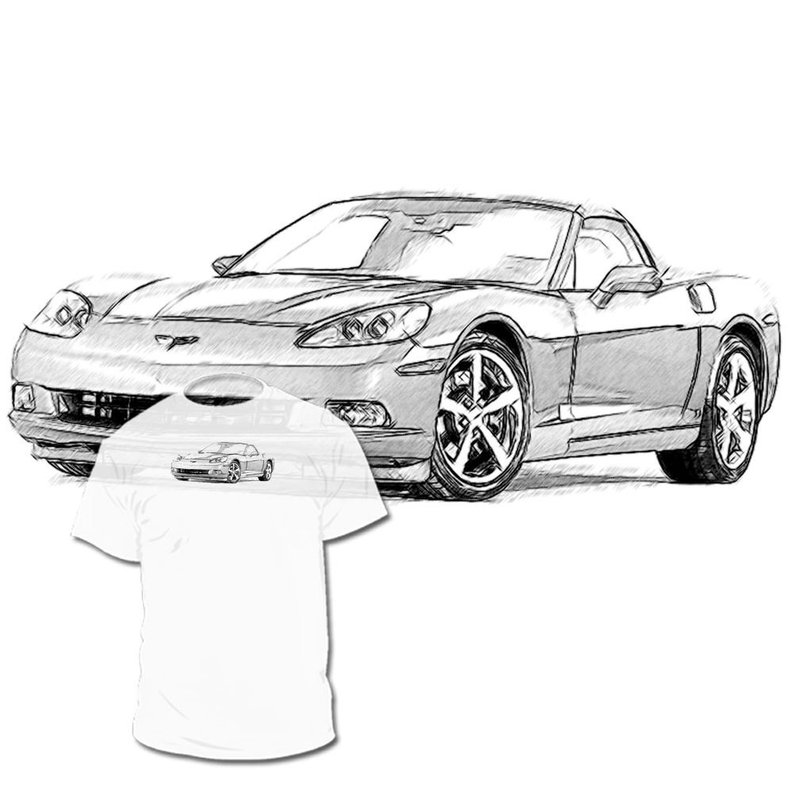 794x794 Chevrolet Corvette Drawing Tshirt Your Car Etsy - Chevy Drawings