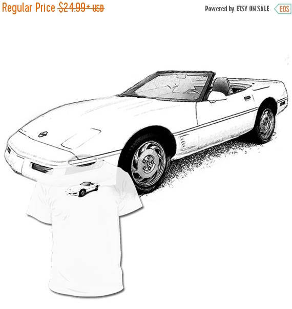 570x604 Corvette Convertible Drawing Tshirt Chevy Drawingsavailabl Etsy - Chevy Drawings