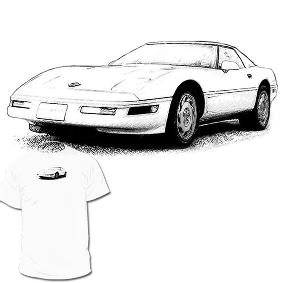 570x570 Corvette Coupe Drawing Tshirt Chevy Drawingsavailabl Etsy - Chevy Drawings