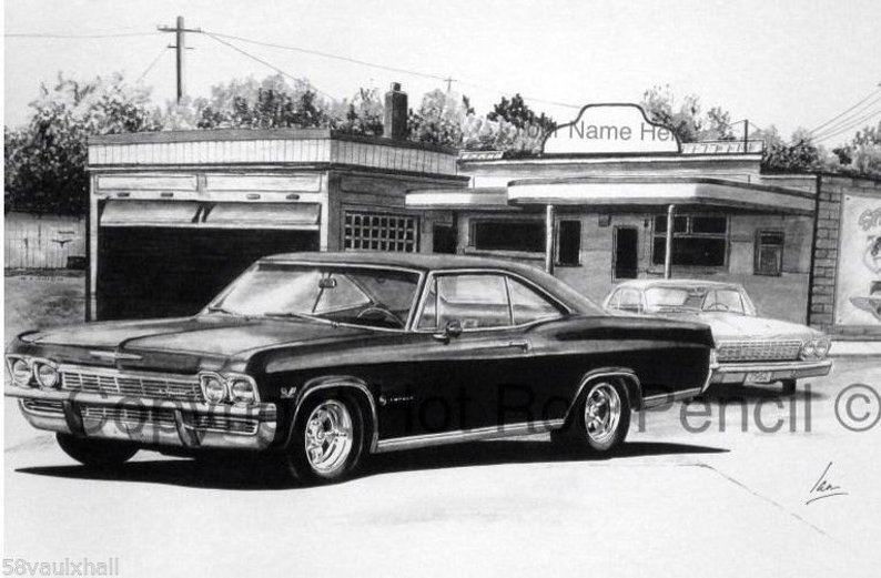 794x521 Chevy Impala Customized Pencil Drawing Print Etsy - Chevy Drawings