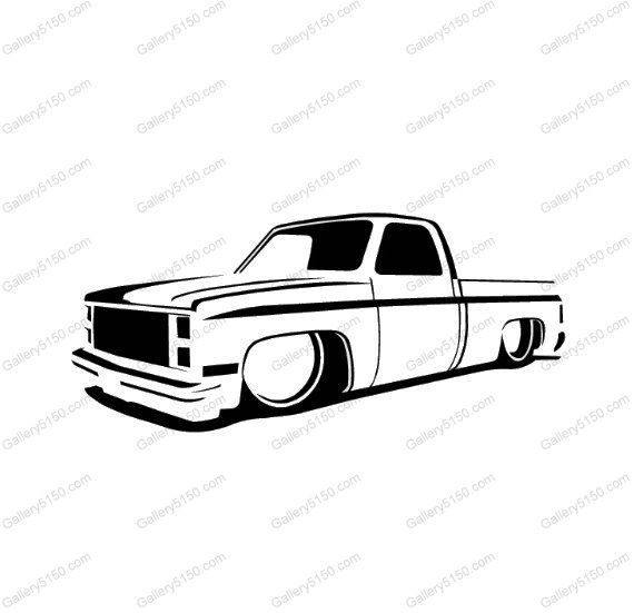 570x551 Square Body Chevy Silhouette Great Free Clipart, Silhouette - Chevy Truck Drawings