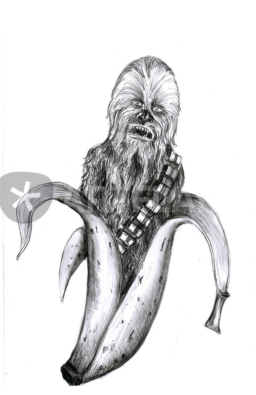 518x800 chewbacca banana drawing art prints and posters - Chewbacca Drawing
