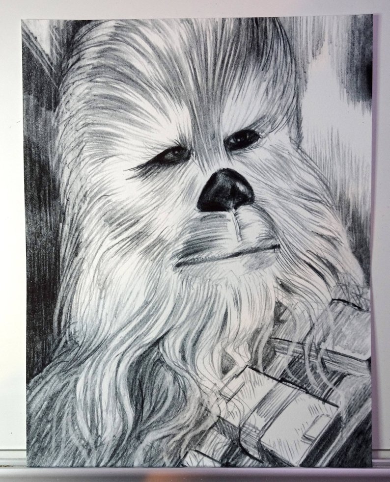 794x982 chewbacca pencil drawing fine art print original artwork and etsy - Chewbacca Drawing