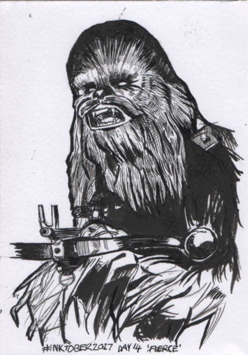 794x1133 drawing of chewbacca wookiee from star wars inktober etsy - Chewbacca Drawing