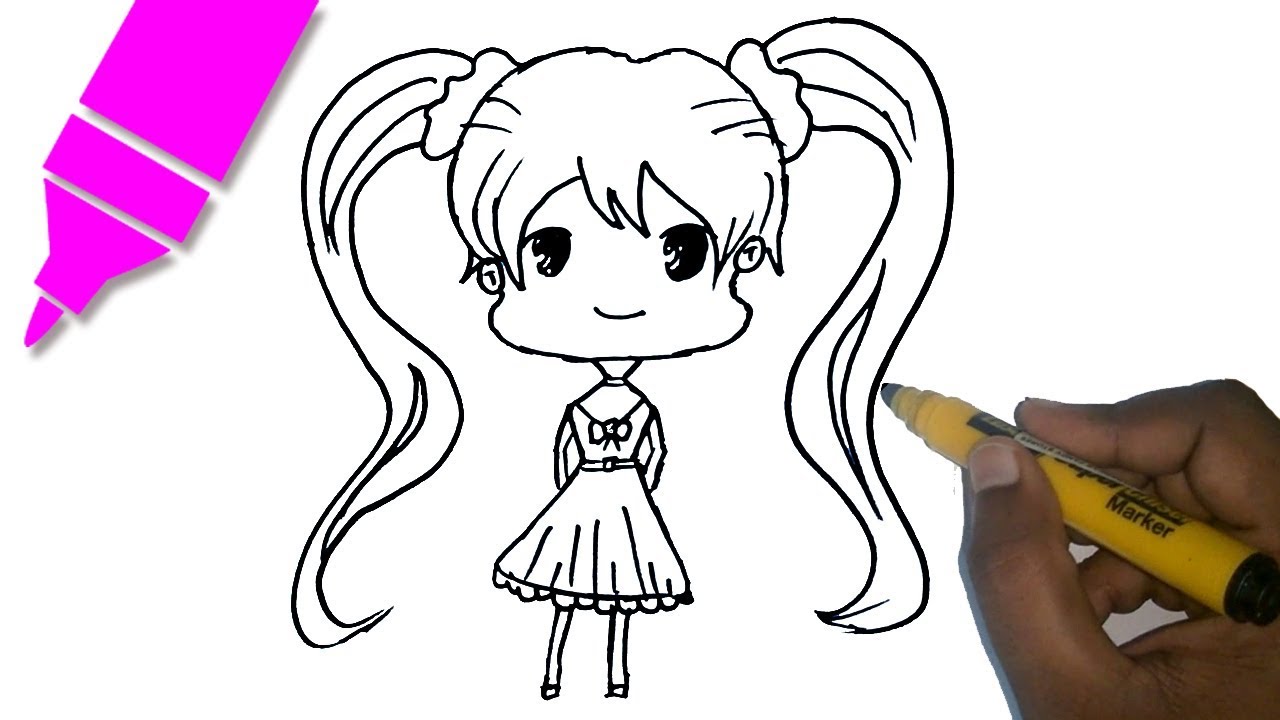 1280x720 How To Draw A Chibi Anime Girl Character Tutorial Easy Step - Chibi Anime Girl Drawing