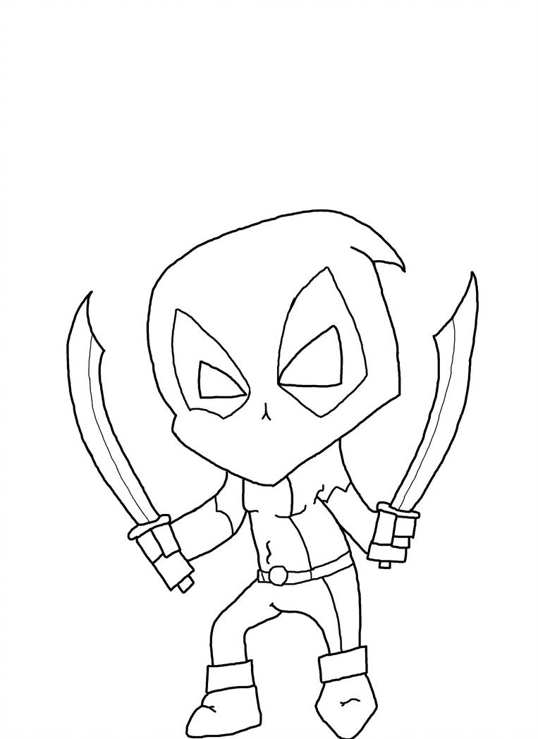 763x1048 Cartoon Deadpool Drawings Chibi - Chibi Deadpool Drawing