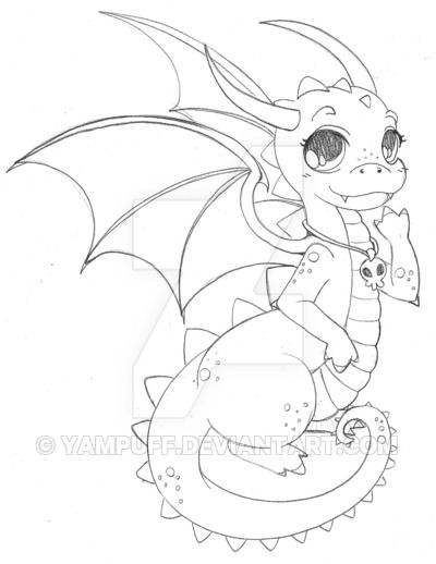 400x518 Chibi Dragon Sketch - Chibi Dragon Drawing