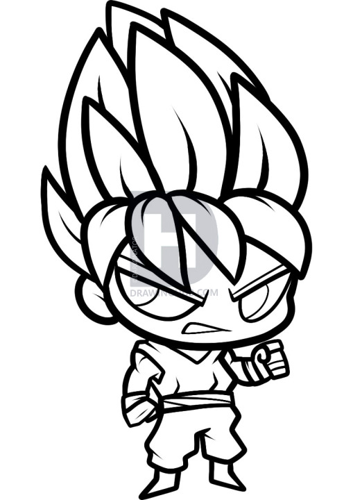 509x720 How To Draw A Chibi Super Saiyan, Step - Chibi Drawing
