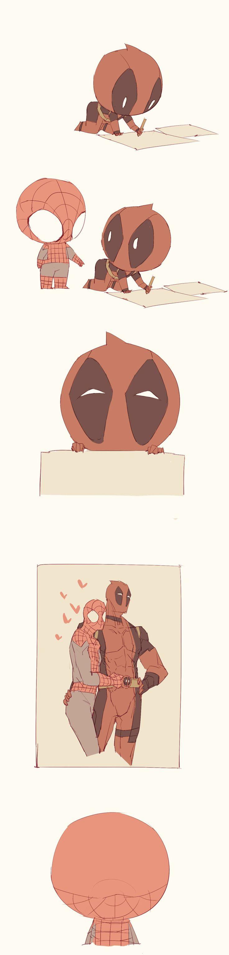 736x3066 Top Deadpool Chibi Spiderman Drawing Vector Art Library - Chibi Spiderman Drawing