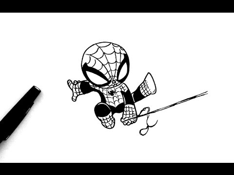 480x360 Comment Dessiner Spiderman - Chibi Spiderman Drawing