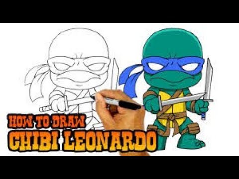 480x360 How To Draw Leonardo Teenage Mutant Ninja Turtles - Chibi Turtle Drawing