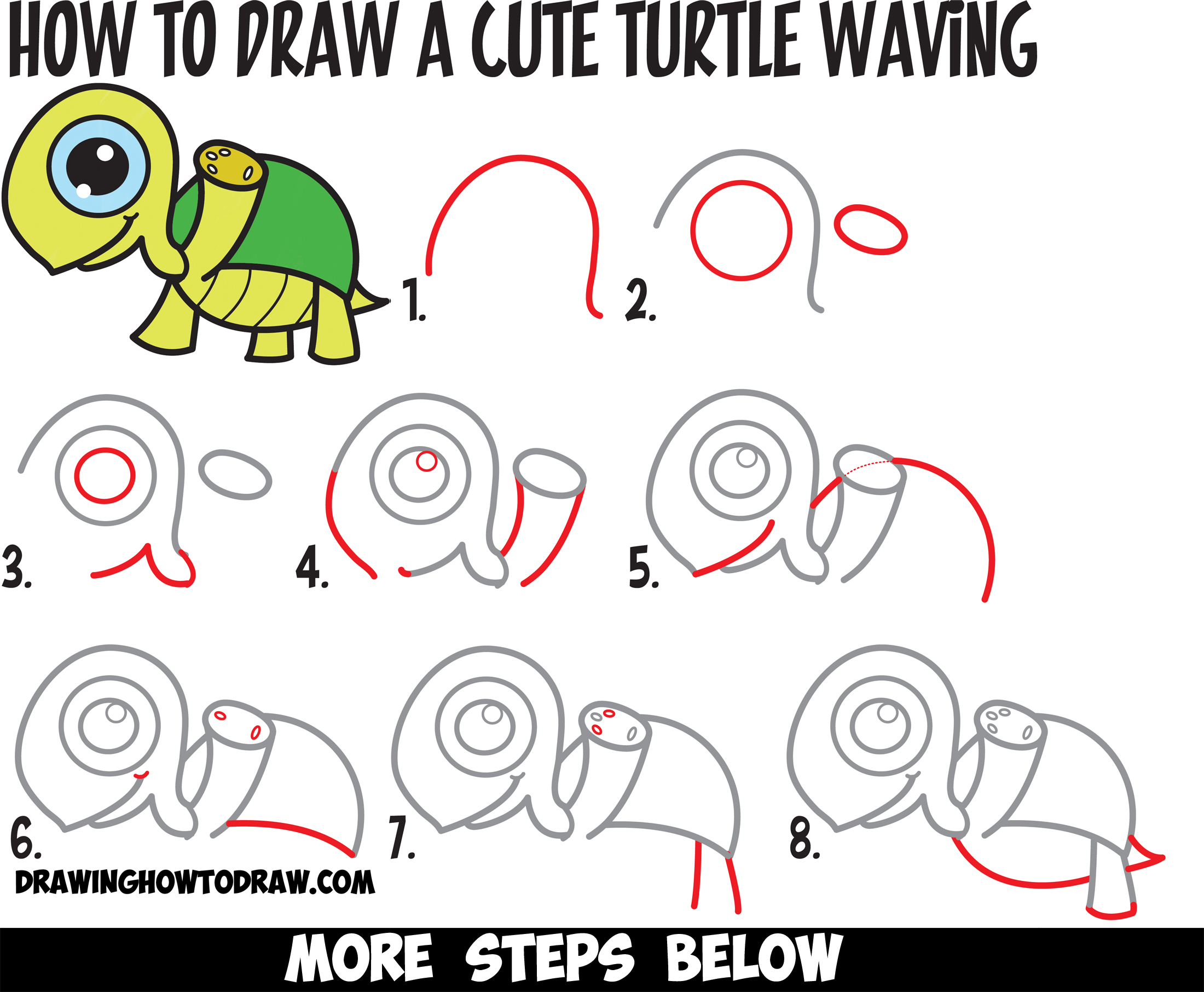 2200x1812 Learn How To Draw A Cute Cartoon Turtle Waving With Easy Step - Chibi Turtle Drawing