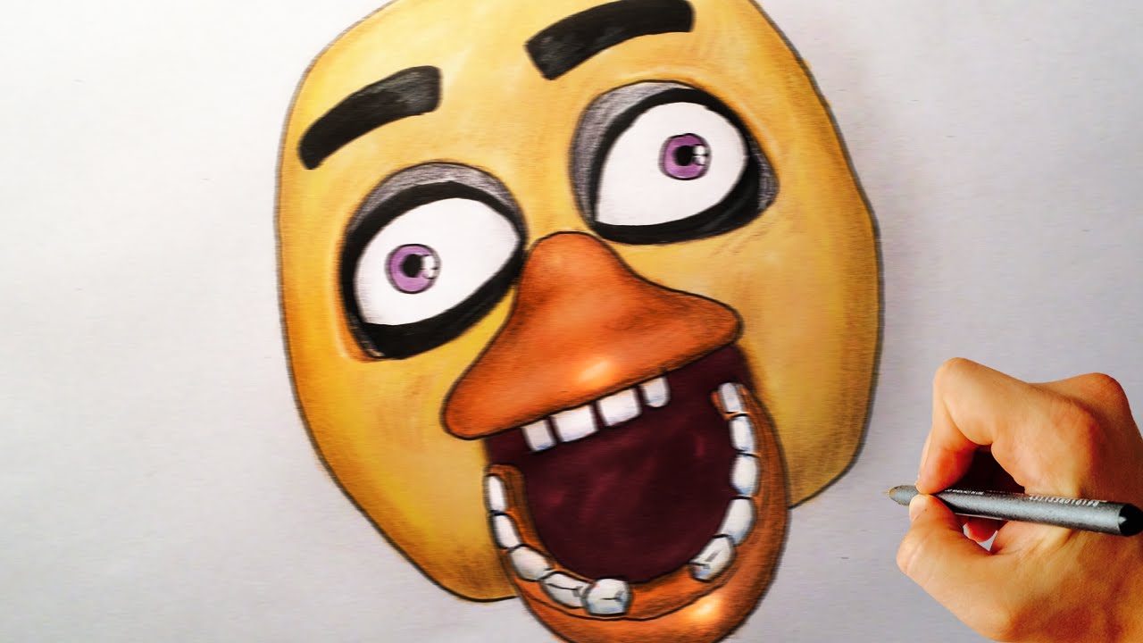 1280x720 how to draw chica jumpscare from five nights - Chica Drawing