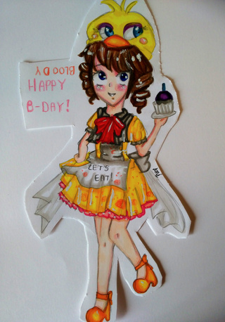 320x458 chica drawing for a birthday o human versionthat hat i need - Chica Drawing