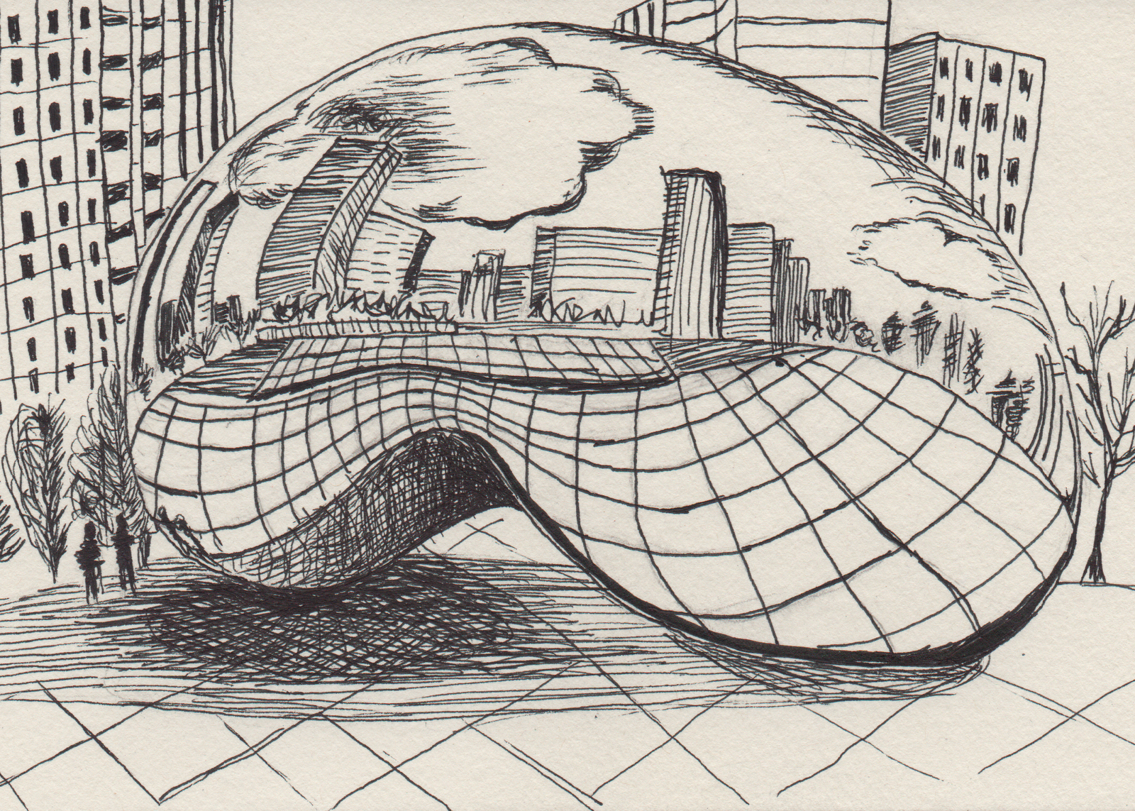 1600x1143 cool city architecture cloud gate aka the chicago bean - Chicago Bean Drawing