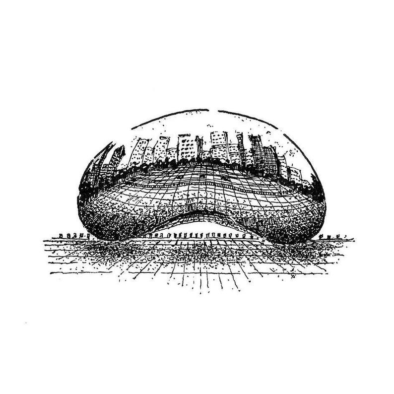 794x794 the bean cloud gate milleniumpark chicago etsy - Chicago Bean Drawing