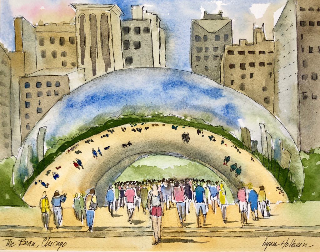 1024x806 The In Chicago Watercolors - Chicago Bean Drawing