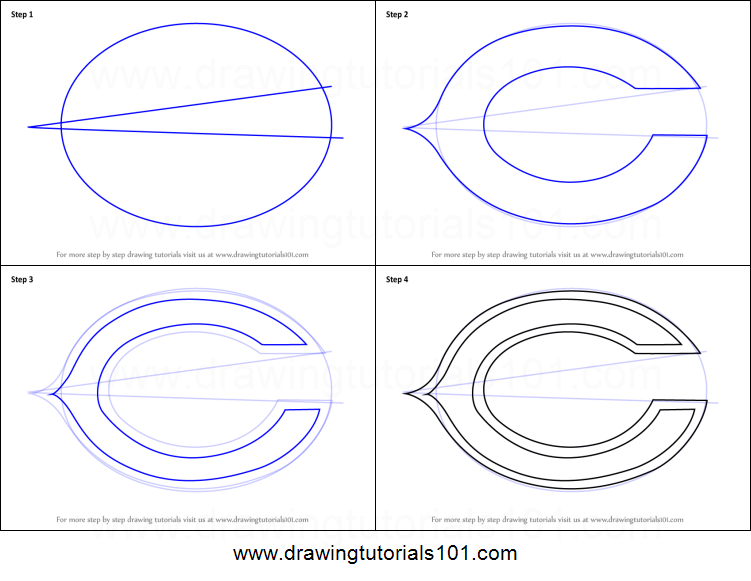 751x581 how to draw chicago bears logo printable step - Chicago Bears Drawing