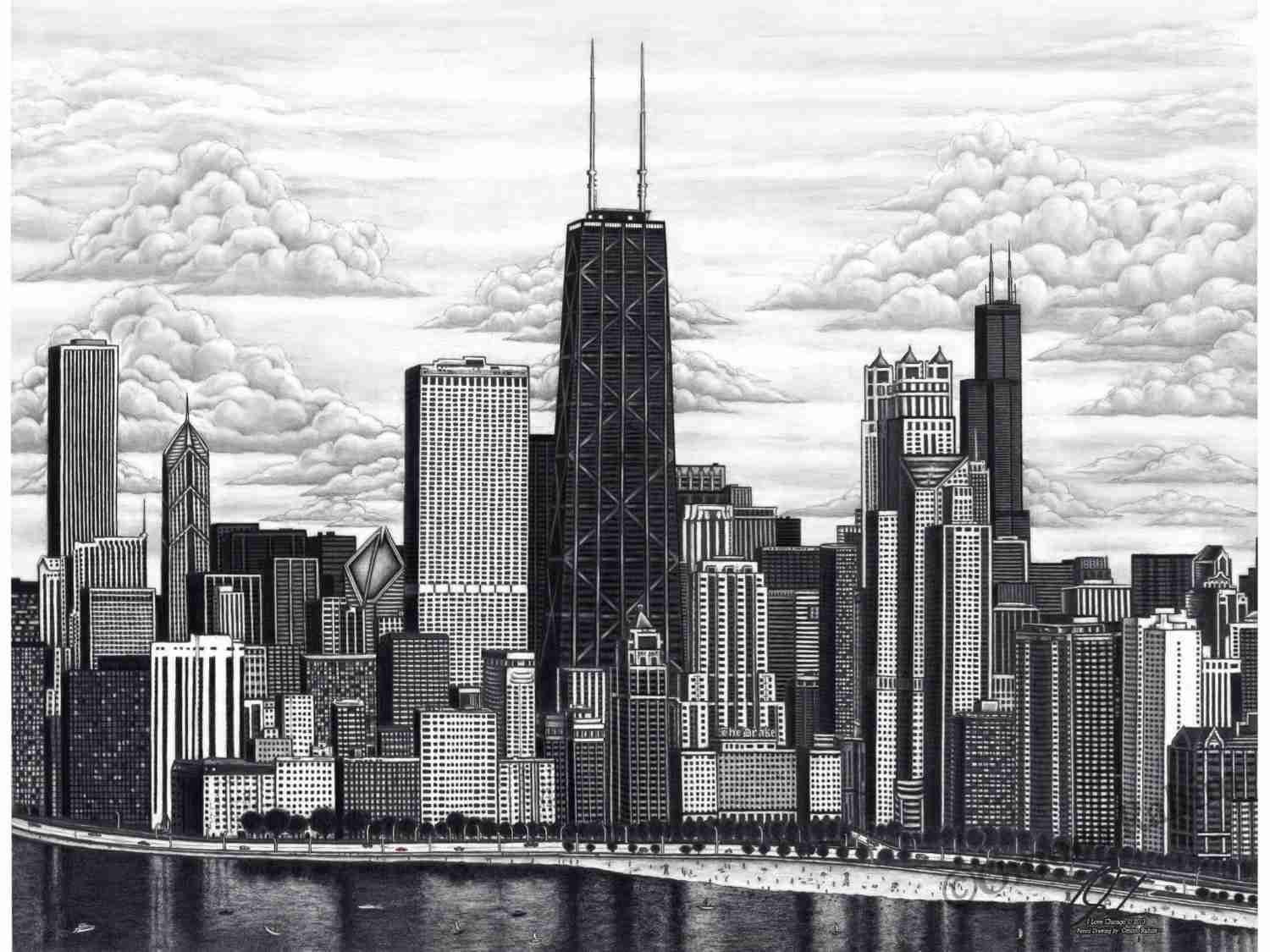 1500x1125 Chicago City Drawing Skyline Coloring Pages - Chicago City Drawing