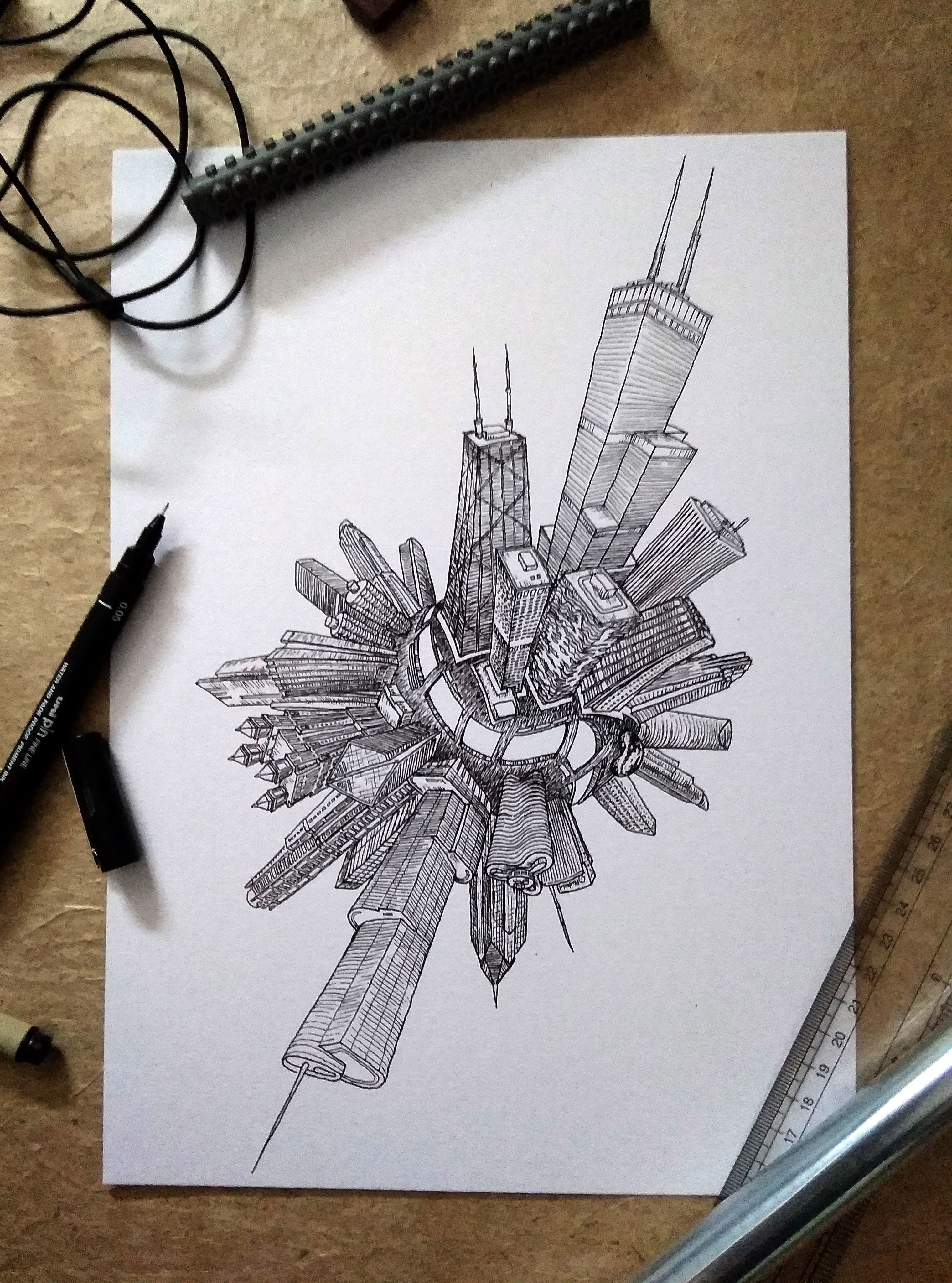 3040x4096 Chicago City Globe Drawing Prints For Wall Art Pin All You Love - Chicago City Drawing
