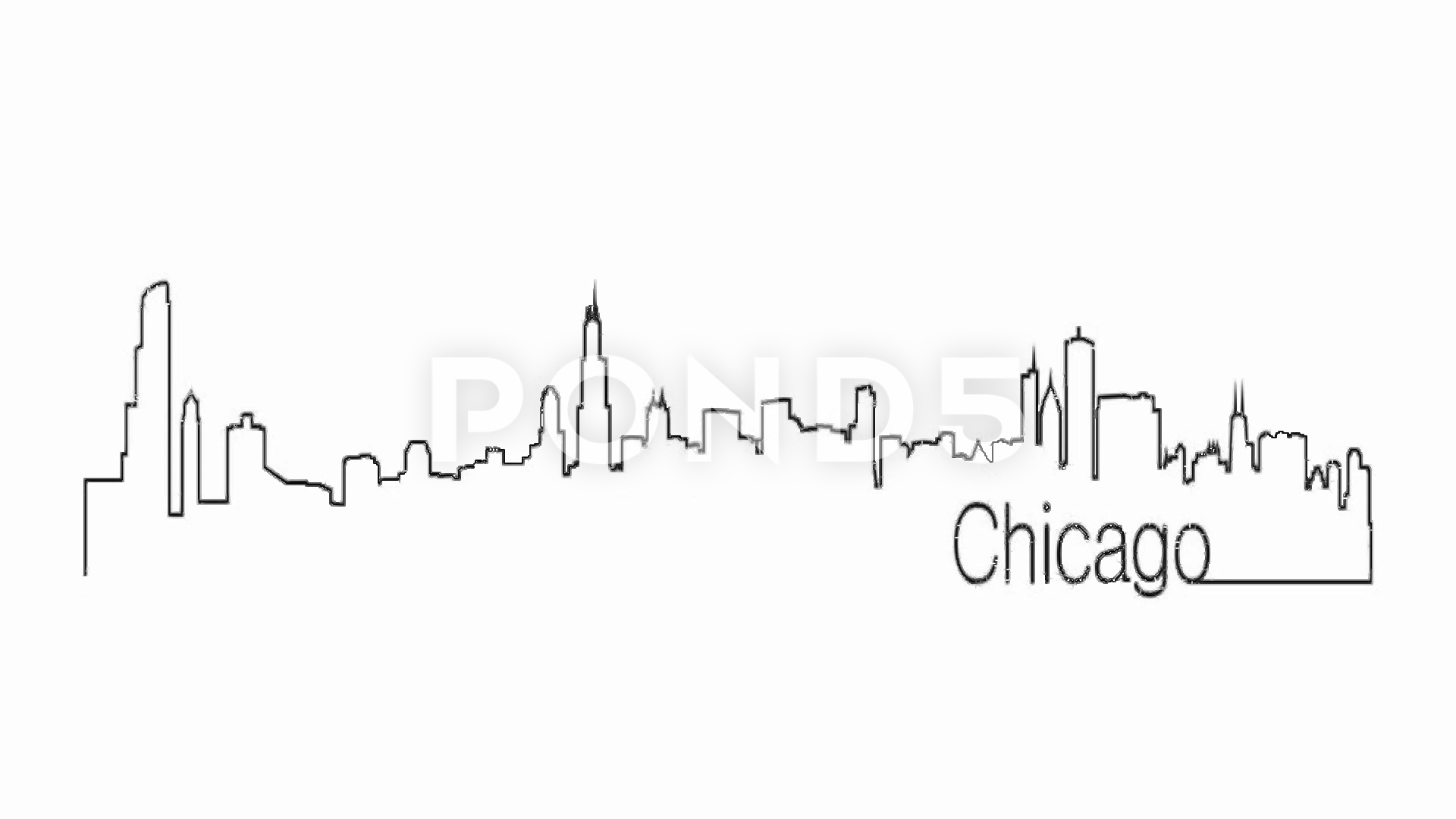 1920x1080 Continuous Line Drawing City Urban Skyline Outline Of Chicago Hi - Chicago City Drawing