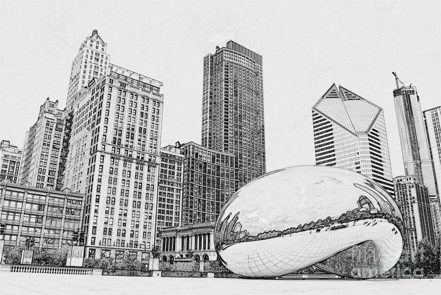 900x602 chicago drawing chicago downtown for free download - Chicago City Drawing