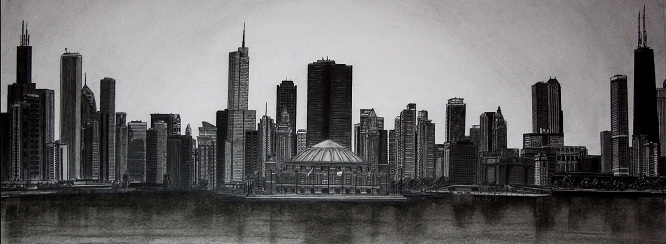 666x244 Drawingsetchings - Chicago City Drawing