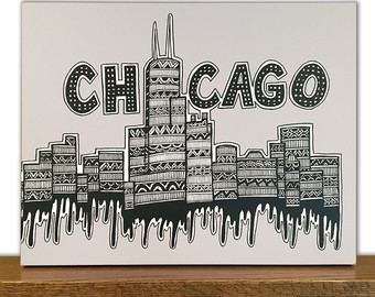340x270 sears tower drawing etsy - Chicago City Drawing