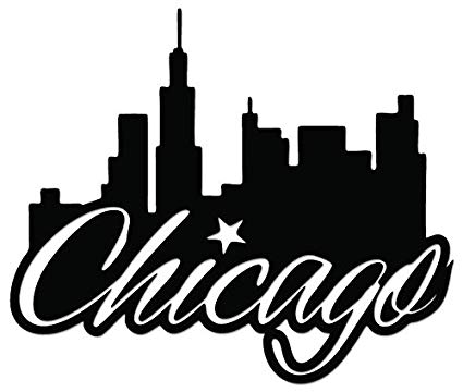 425x360 Chicago City Skyline Vinyl Decal Sticker For Vehicle - Chicago City Drawing