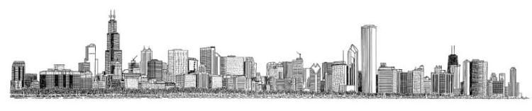 750x157 Chicago City Skylines Single Line Drawings Sweet Graphics - Chicago City Drawing