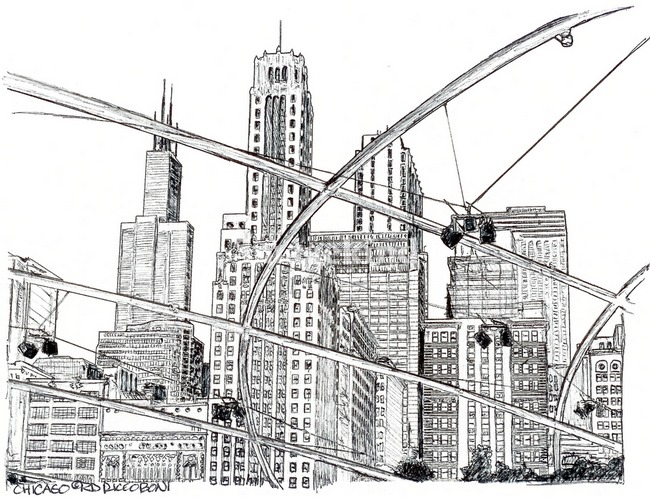 650x497 Chicago Millennium Park - Chicago Drawing