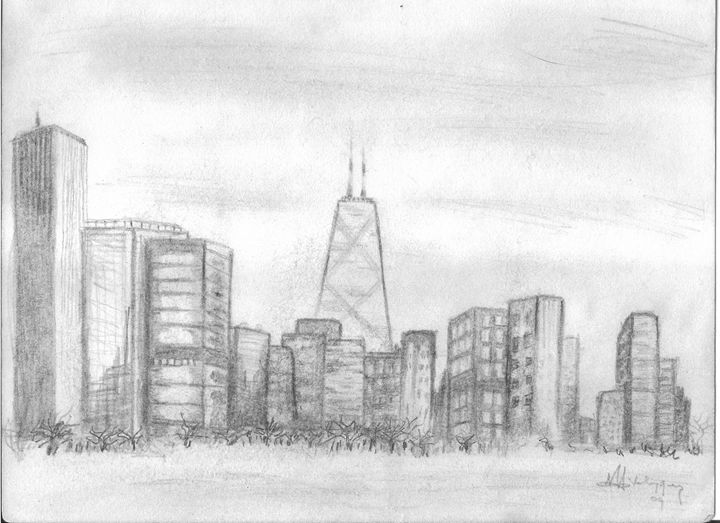 720x523 Chicago Skyline - Chicago Drawing